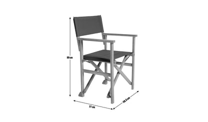Folding Wooden Garden Director Chair - Charcoal