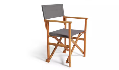 Folding Wooden Garden Director Chair - Charcoal