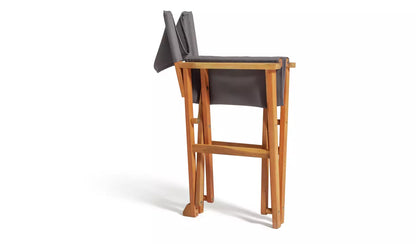 Folding Wooden Garden Director Chair - Charcoal