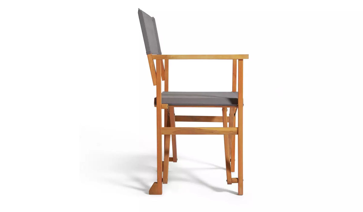 Folding Wooden Garden Director Chair - Charcoal