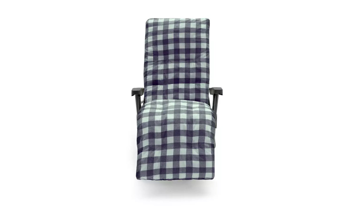 Home Check Folding Recliner Garden Chair - Grey