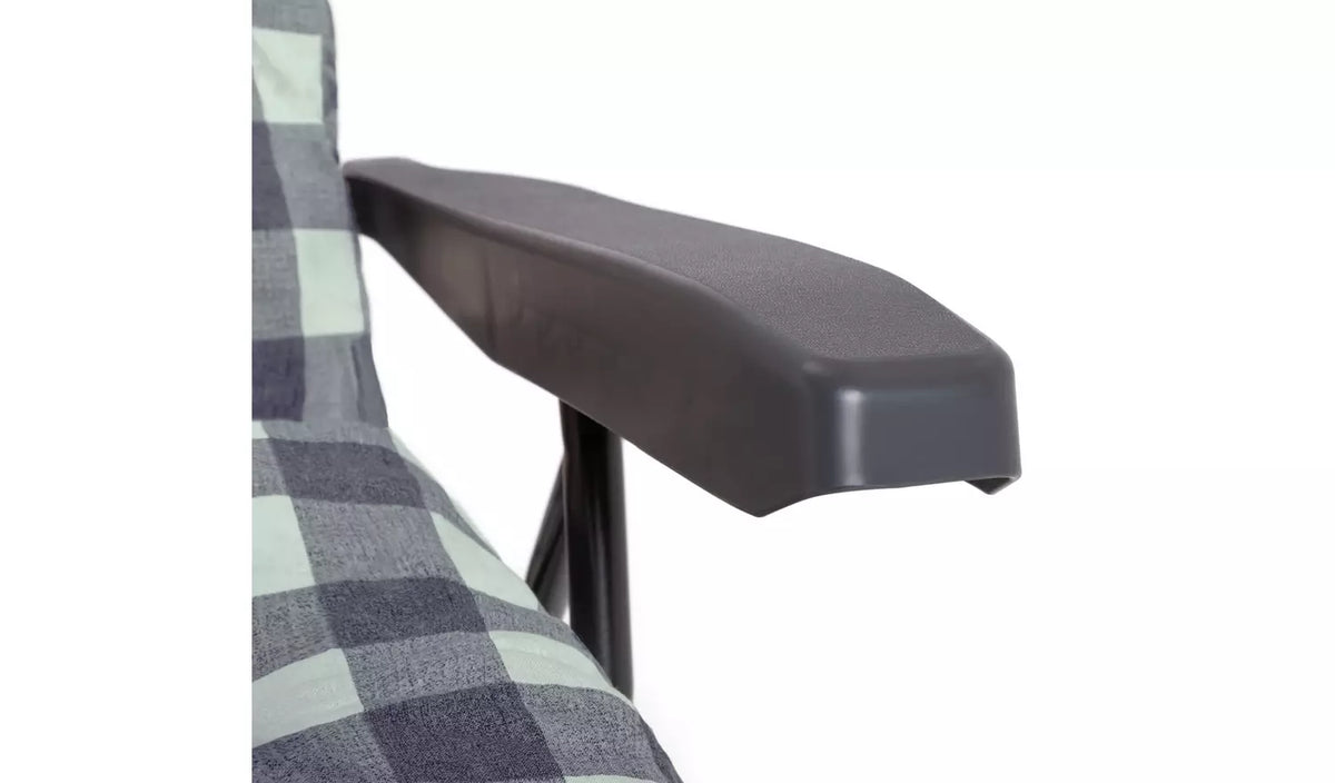 Home Check Folding Recliner Garden Chair - Grey