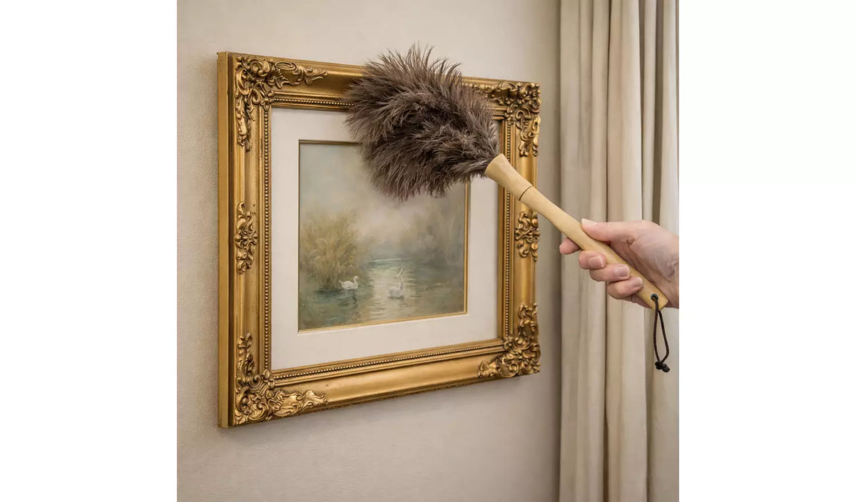 Home Valet Ostrich Feather Handheld Duster with Wooden Handle