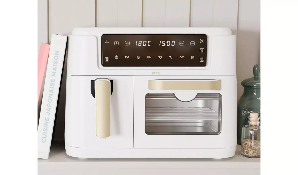 Cello 2-in-1 Double Airfryer and Home Oven - Pebble White