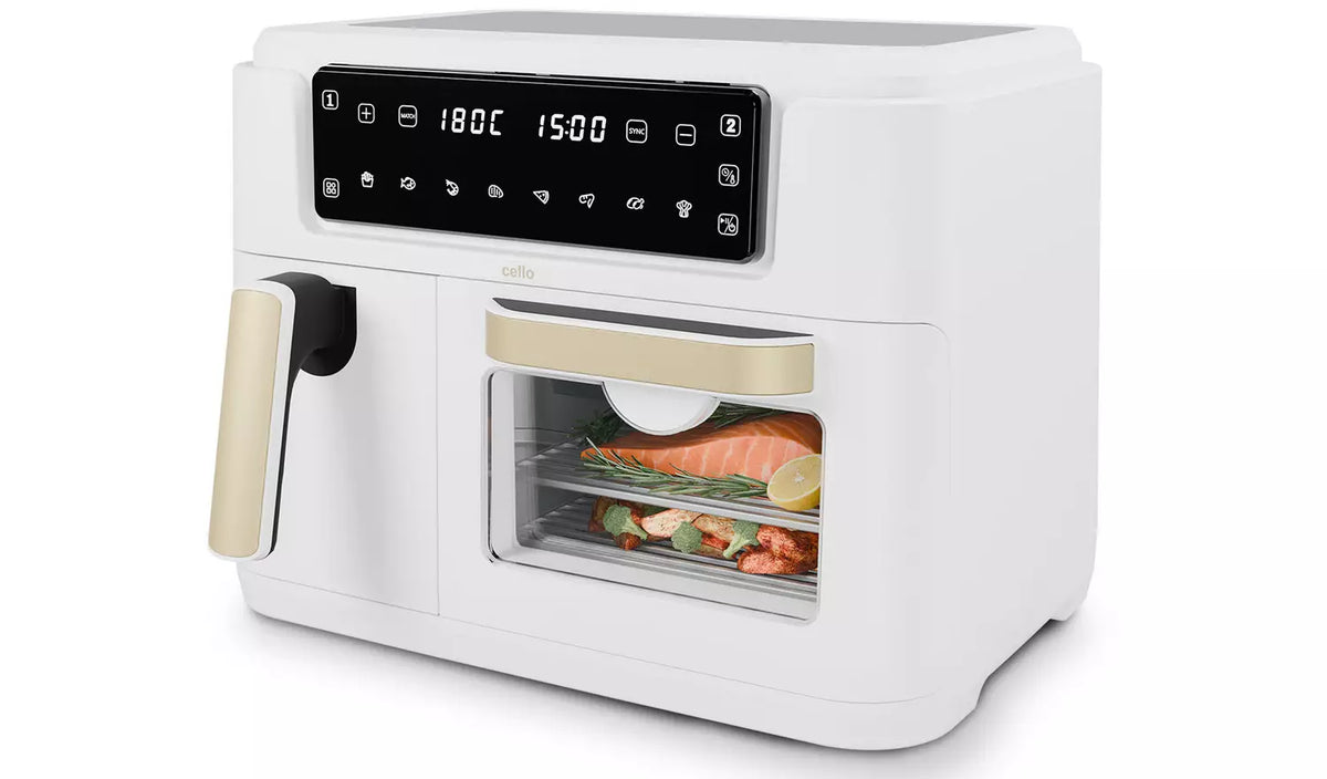 Cello 2-in-1 Double Airfryer and Home Oven - Pebble White