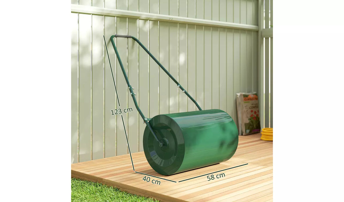 Outsunny 63 L Garden Lawn Roller with Water or Sand Filled Drum - Green