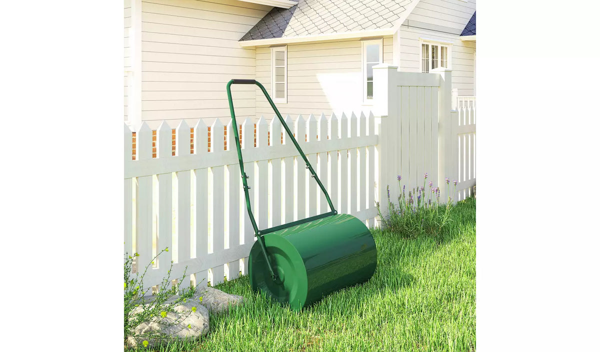 Outsunny 63 L Garden Lawn Roller with Water or Sand Filled Drum - Green