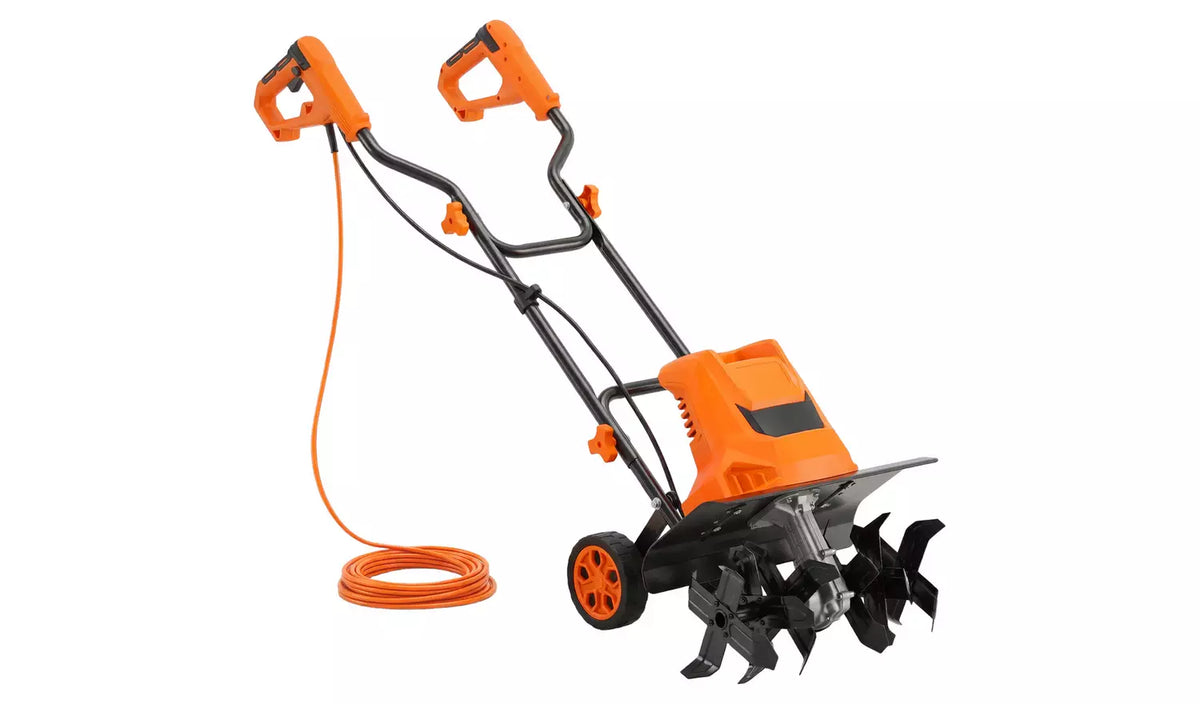 Outsunny Steel Adjustable Electric Tiller Corded with Foldable Handle - Orange