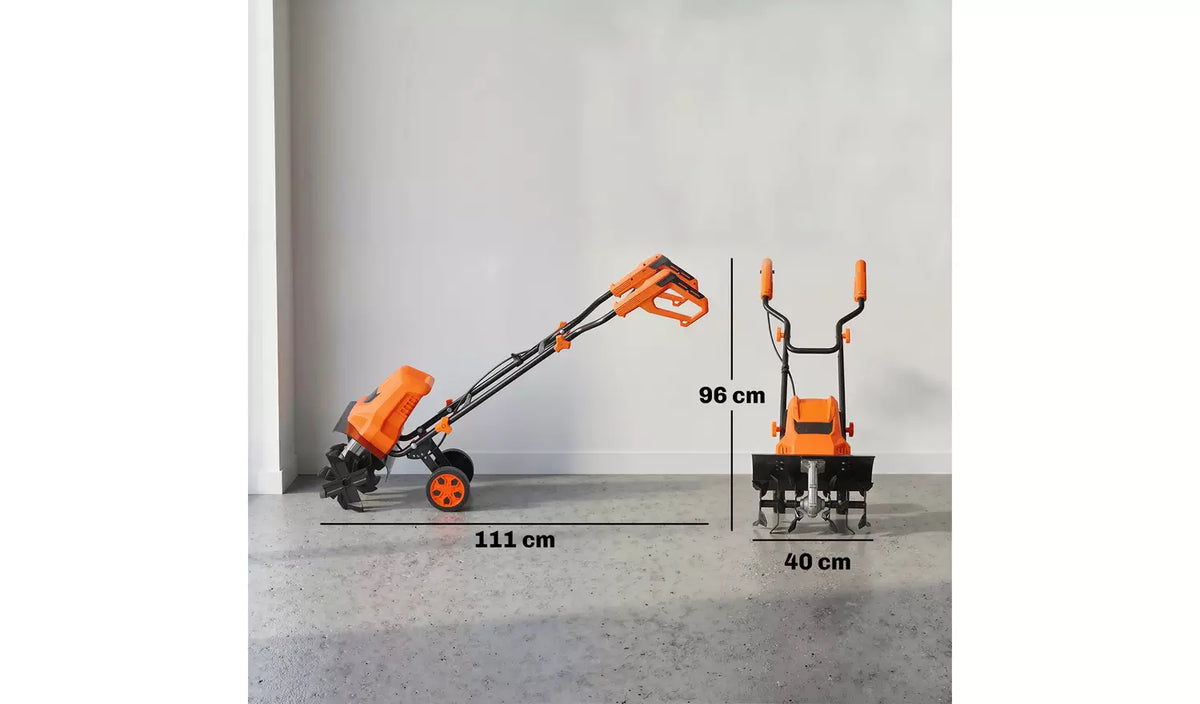 Outsunny Steel Adjustable Electric Tiller Corded with Foldable Handle - Orange