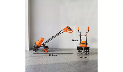 Outsunny Steel Adjustable Electric Tiller Corded with Foldable Handle - Orange