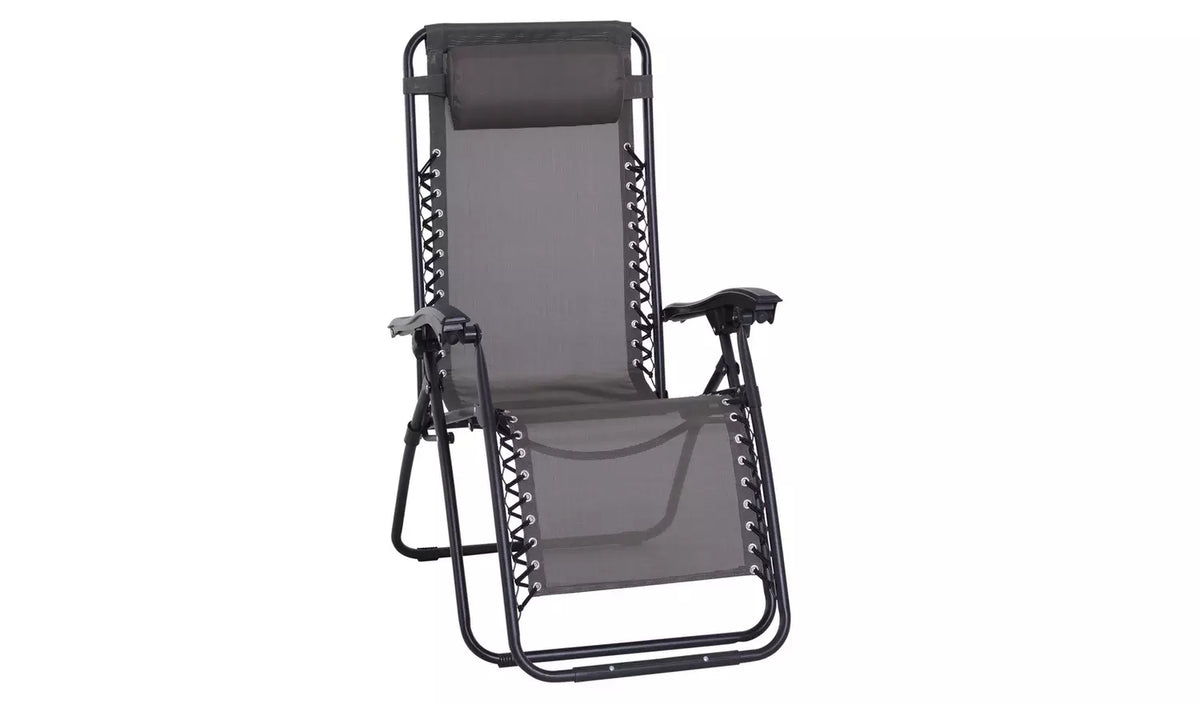 Outsunny Foldable Reclining Garden Sun Lounger Zero Gravity - Grey