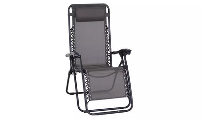 Outsunny Foldable Reclining Garden Sun Lounger Zero Gravity - Grey