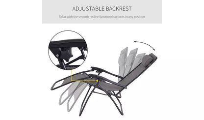 Outsunny Foldable Reclining Garden Sun Lounger Zero Gravity - Grey