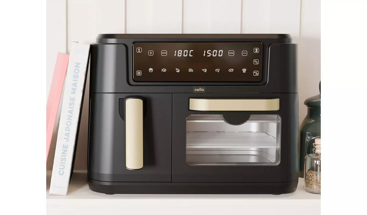 Cello 2-in-1 Double Airfryer and Home Oven - Ash Black